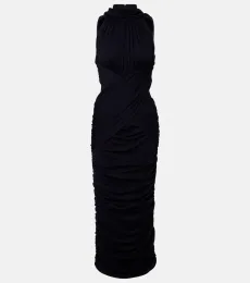 Vestido midi de lana dreapeado