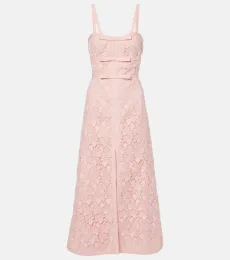 Vestido midi de macramé con lazo Vestido midi de macramé con lazo
