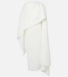 Vestido midi de novia Demetria de crepé con capa Vestido midi de novia Demetria de crepé con capa
