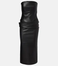 Vestido midi de piel sin tirantes Vestido midi de piel sin tirantes