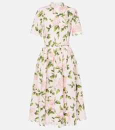 Vestido midi de popelín floral Vestido midi de popelín floral