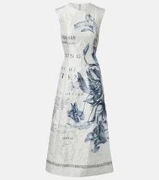 Vestido midi de sarga de satén estampado