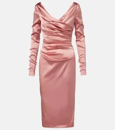 Vestido midi de satén drapeado Vestido midi de satén drapeado