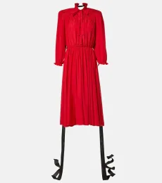 Vestido midi de seda con cordones Vestido midi de seda con cordones