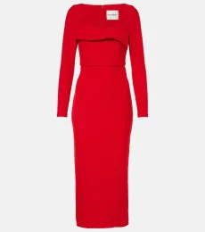 Vestido midi drapeado de crepé Vestido midi drapeado de crepé