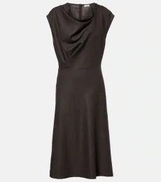 Vestido midi en mezcla de lana drapeado Vestido midi en mezcla de lana drapeado