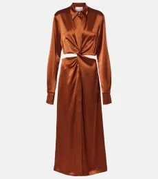 Vestido midi Hock de satén fruncido