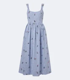 Vestido midi Nara de algodón a cuadros vichy Vestido midi Nara de algodón a cuadros vichy