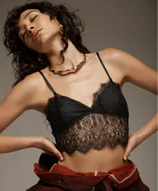 Vintage Whisper Lace Bralette Top - Black Size XS Vintage Whisper Lace Bralette Top - Black Size XS