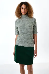 Vista Soft Marl Polo Neck Short Sleeve Top - Green - green