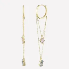 Vivienne Dangle Hoop Earrings - Rhodium Plated