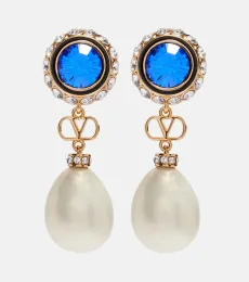 VLogo embellished drop earrings VLogo embellished drop earrings