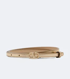 VLogo embellished metallic leather belt