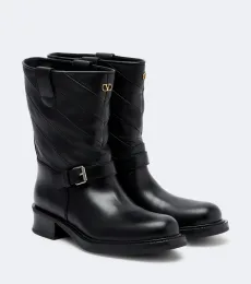 VLogo leather biker boots VLogo leather biker boots
