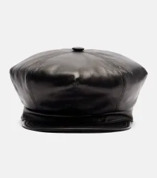 VLogo leather newsboy cap