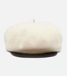 VLogo leather-trimmed wool newsboy cap VLogo leather-trimmed wool newsboy cap