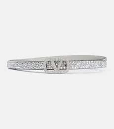 VLogo Signature embellished leather belt
