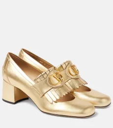 VLogo Signature fringed leather loafer pumps VLogo Signature fringed leather loafer pumps
