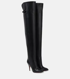 VLogo Signature leather over-the-knee boots
