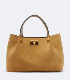 VLogo Signature Small suede top-handle bag VLogo Signature Small suede top-handle bag