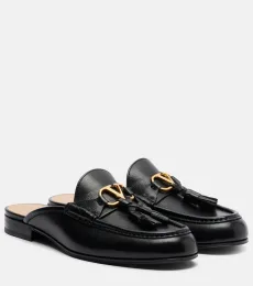 VLogo tasseled leather mules VLogo tasseled leather mules