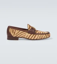 VLogo zebra-print calf hair loafers VLogo zebra-print calf hair loafers
