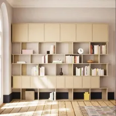 Wall Storage in Beige with Doors and Extra Top Storage Wall Storage in Beige with Doors and Extra Top Storage