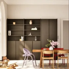 Wall Storage in Black with Internal Drawers and Rail Wall Storage in Black with Internal Drawers and Rail