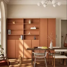 Wall Storage in Brown with Internal Drawers and Rail Wall Storage in Brown with Internal Drawers and Rail