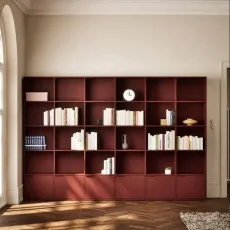 Wall Storage in Burgund with Drawers and Backpanels Wall Storage in Burgund with Drawers and Backpanels