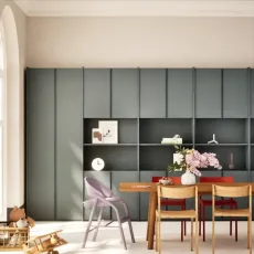 Wall Storage in Dusk Blue with Internal Drawers Wall Storage in Dusk Blue with Internal Drawers
