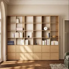 Wall Storage in Oak with Doors and Drawers Wall Storage in Oak with Doors and Drawers