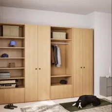 Wardrobe in Light Wood Effect with Internal and External Drawers