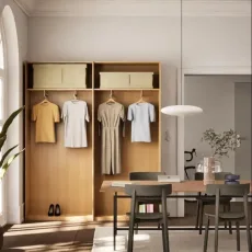 Wardrobe in Light Wood Effect with Rail