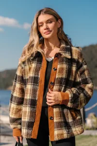 Warm Welcome Plaid Coat - Brown
