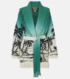 Wave Bloom fringed cotton-blend jacquard cardigan Wave Bloom fringed cotton-blend jacquard cardigan