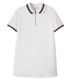 Web Stripe piqué polo dress