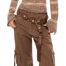 Western Belts for Women -Vintage Rivet Studded PU Belts Ladies Cowgirl Punk Waist Belt for Hip Hop Pants Jeans Dresses Brown-120 Western Belts for Women -Vintage Rivet Studded PU Belts Ladies Cowgirl Punk Waist Belt for Hip Hop Pants Jeans Dresses Brown-120