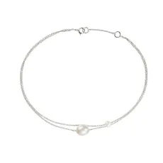 White Gold Layered Large and Small Pearl Anklet White Gold Layered Large and Small Pearl Anklet