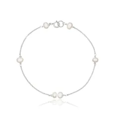 White Gold Six Pearl Bracelet White Gold Six Pearl Bracelet