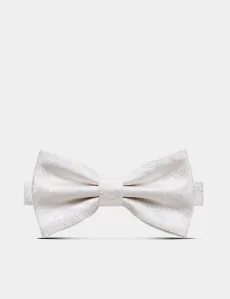 White Jacquard Paisley Silk Bow Tie Ready Tied Men's White Jacquard Paisley Silk Bow Tie Ready Tied Men's