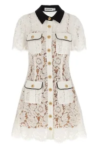 White Lace Contrast Collar Mini Dress White Lace Contrast Collar Mini Dress