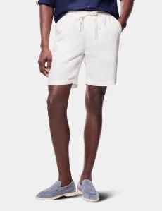 White Linen Drawstring Shorts Machine Washable Plain Men's White Linen Drawstring Shorts Machine Washable Plain Men's