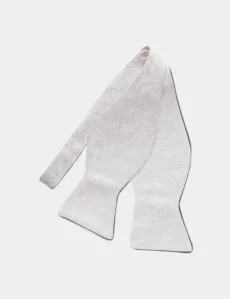 White Paisley Silk Bow Tie Self Tie Men's White Paisley Silk Bow Tie Self Tie Men's