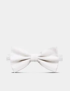 White Repp Silk Bow Tie Ready Tied Plain Men's White Repp Silk Bow Tie Ready Tied Plain Men's