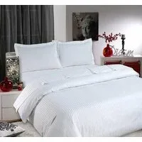 White Satin Stripe Duvet Covers Cotton Rich Easy Care Double White Satin Stripe Duvet Covers Cotton Rich Easy Care Double