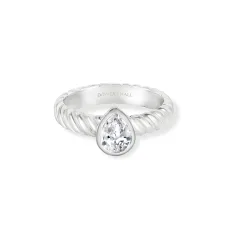 White Topaz Pear Twist Twinkle Ring