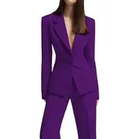 White Women's Two-Piece Suit with Hidden Button Closure - US 12 Dark Purple White Women's Two-Piece Suit with Hidden Button Closure - US 12 Dark Purple