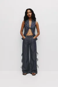 Wide-Leg Jeans With Bows - Dark blue Wide-Leg Jeans With Bows - Dark blue