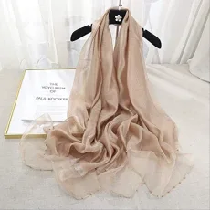 Wild Beaded Silk Scarf Wool Scarf Silk Air Conditioning Dress Shawl Long Female Spring And Autumn Scarf 190X80Cm Khaki Breathable 2